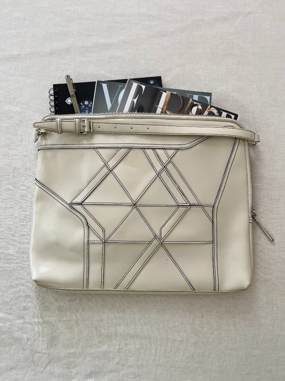 3.1 Phillip Lim White Patent Leather Patchwork Document Briefcase *WITH FLAWS*